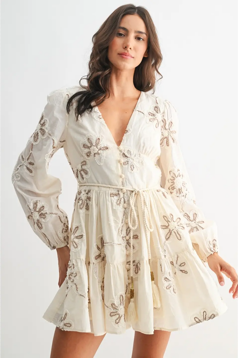 Camellia Embroidered Cream Floral Dress Rare Violet Boutique Camellia Embroidered Cream Floral Dress Rare Violet Boutique