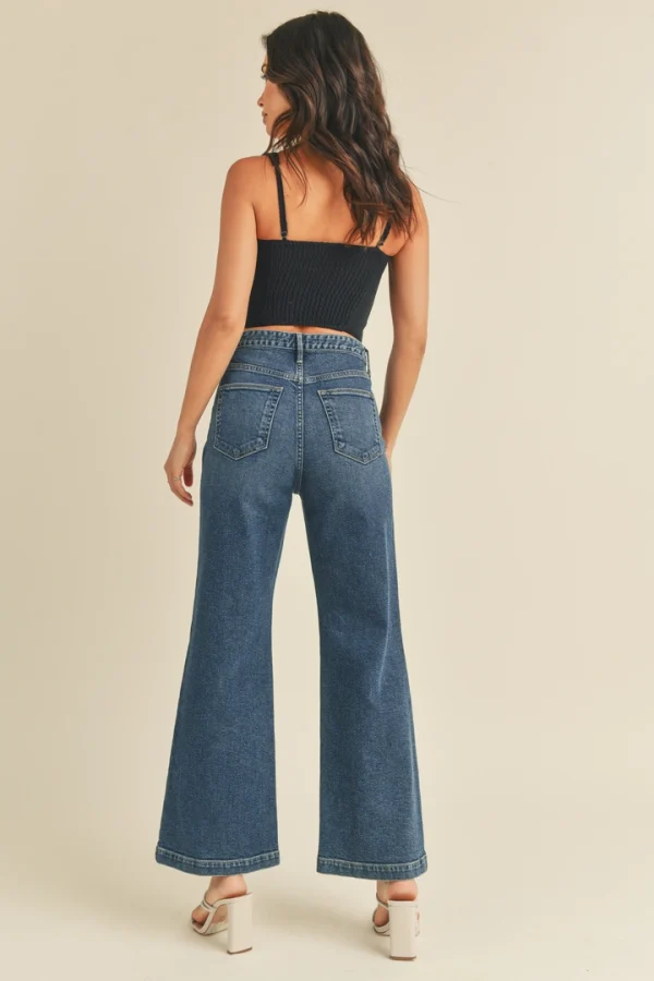 Just Black Denim Pocket Wide Leg Dark Jeans