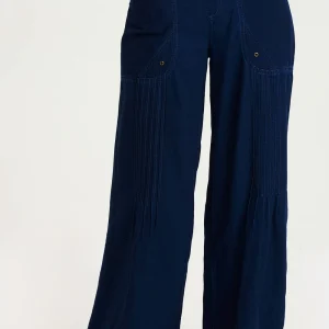 XCVI Ralston Indigo Twill Pleated Wide Leg Pant
