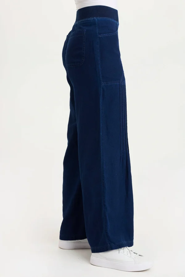 XCVI Ralston Indigo Twill Pleated Wide Leg Pant
