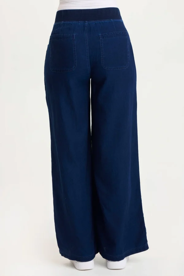 XCVI Ralston Indigo Twill Pleated Wide Leg Pant