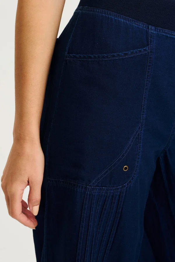 XCVI Ralston Indigo Twill Pleated Wide Leg Pant