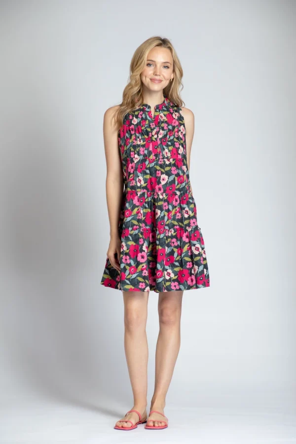 APNY Floral Sleeveless Dress with Pin-Tuck Detail