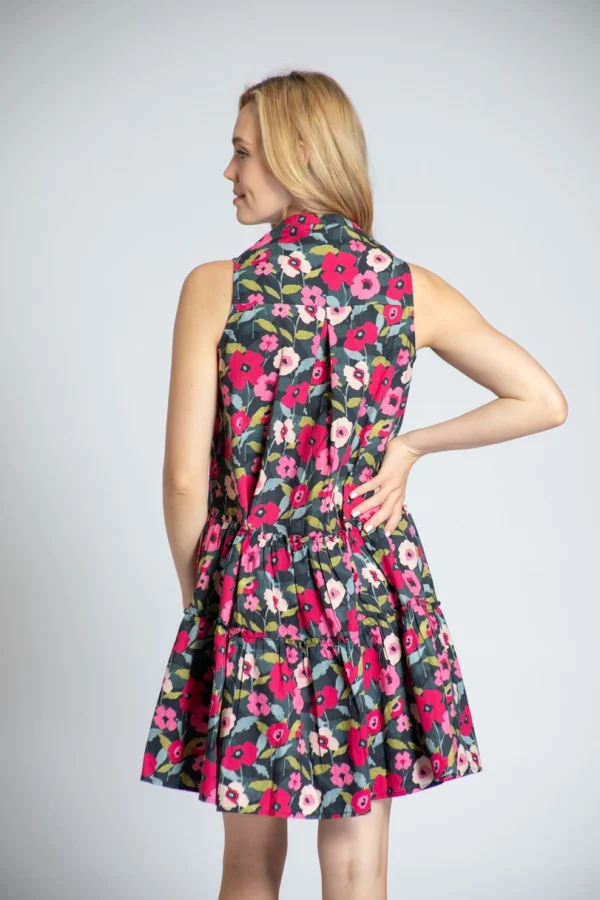 APNY Floral Sleeveless Dress with Pin-Tuck Detail