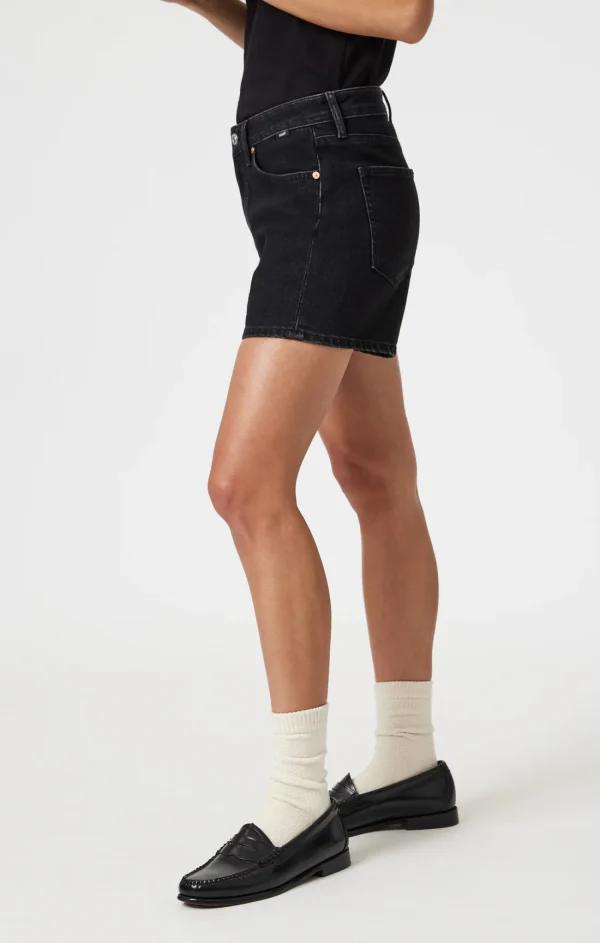 Mavi Heidi Dark Smoke Straight Leg Shorts