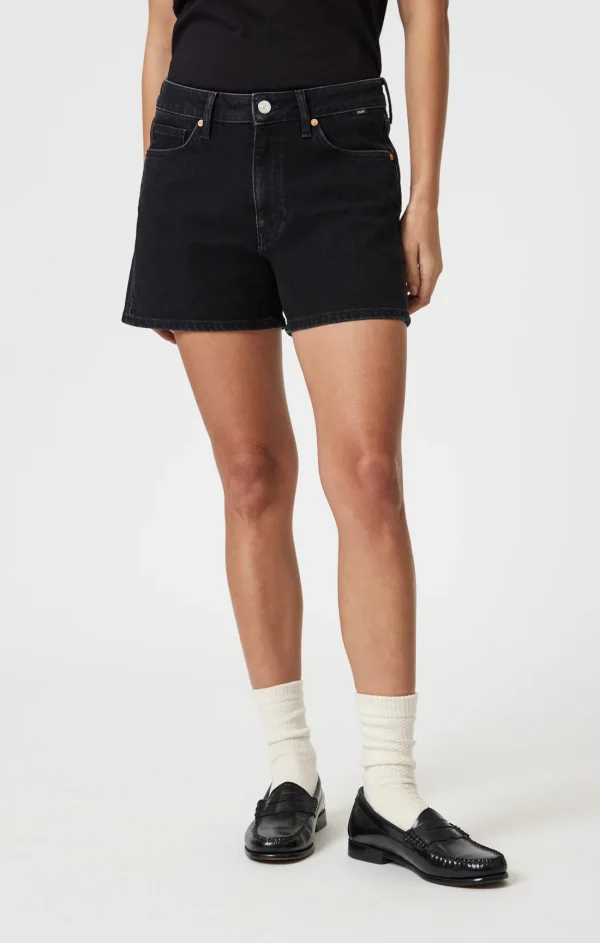 Mavi Heidi Dark Smoke Straight Leg Shorts